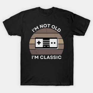 I'm not old, I'm Classic | Game Controller | Retro Hardware | Sepia | Vintage Sunset | '80s '90s Video Gaming T-Shirt